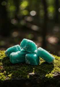 Rough Amazonite feldspar silicate triclinic for heart, throat, earth, water, Aquarius and Virgo