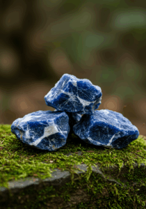 Rough Sodalite feldspathoid tectosilicate isometric for throat, third eye, water, Pisces, Sagittarius and Virgo.