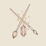 Paintbrush overlapping faceted crystal icon – craft and décor maker.