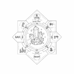 Bagua map overlay with crystal cluster icon – Feng Shui and Eastern practice.
